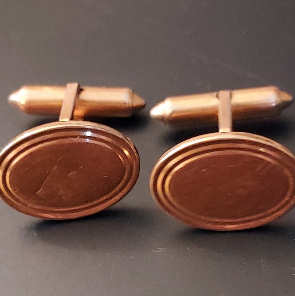 VTG Gold 1" Oval Cufflinks, Marked